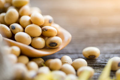 High angle view of eggs in container on table