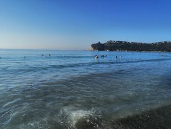 Scenic view of sea against clear sky