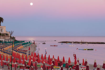 Panoramic view of sea against clear sky