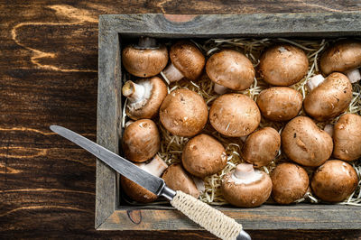 Directly above shot of bread on table