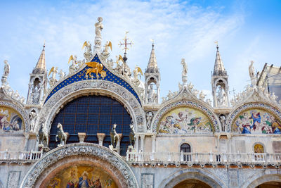 Low angle view of st mark basilica against sky in city