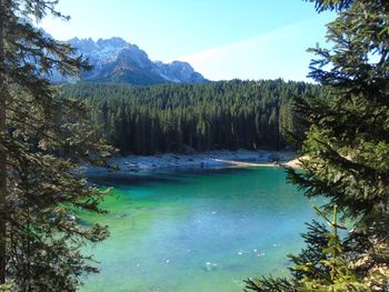 Scenic view of lake against sky