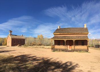 Exterior of house against blue sky