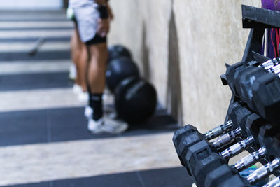 Low section of people walking on steps