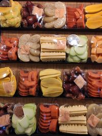 High angle view of various food for sale