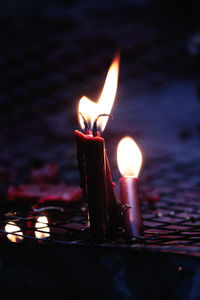 Close-up of lit candle