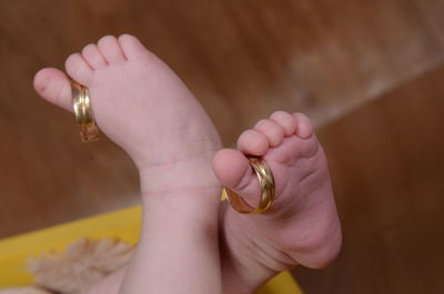 Close-up of hand holding ring