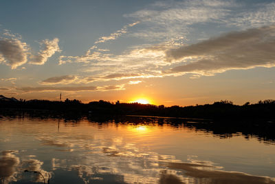 Scenic view of lake during sunset