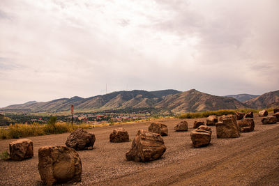 Panoramic view of landscape and mountains against sky