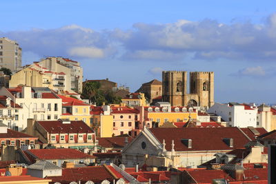 Buildings in city against sky