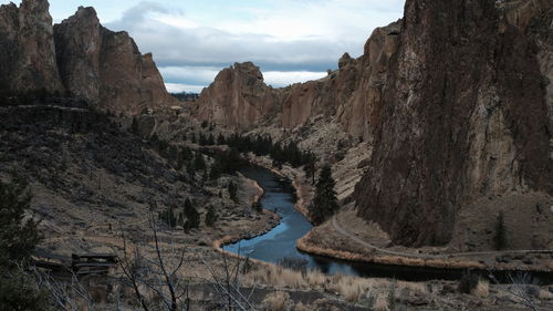 Scenic view of rock formations against sky