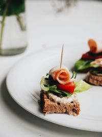 Close-up of served food in plate