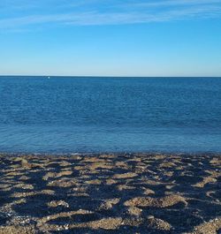 Scenic view of sea against blue sky