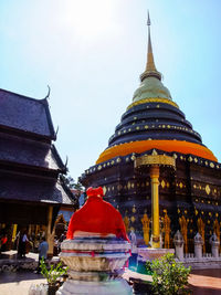 Low angle view of temple against clear sky