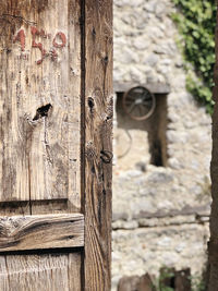 Close-up of old wooden door