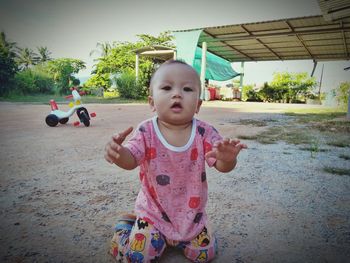 Cute girl playing outdoors