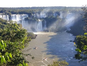 High angle view of waterfall by sea