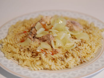 Close-up of meal served in plate