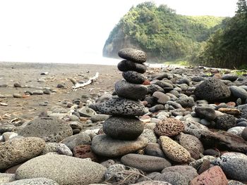 Stack of stones on beach