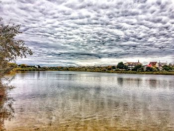 Scenic view of lake against sky