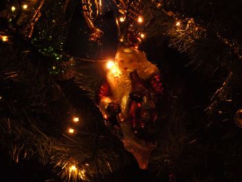 Illuminated christmas tree at night