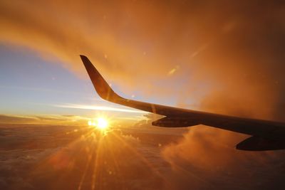 Cropped image of airplane wing