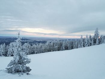 Scenic view of frozen landscape against sky