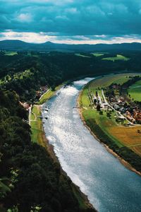 Scenic view of river amidst landscape against sky