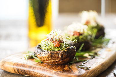 Close-up of food on cutting board