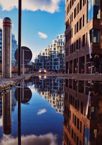 Reflection of city on water