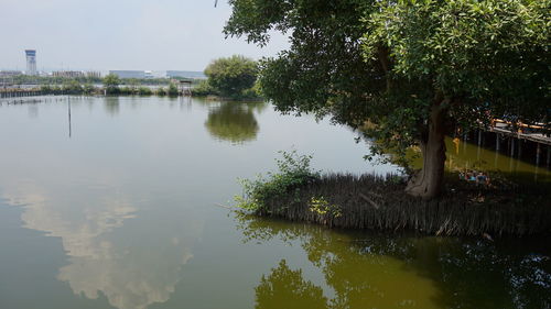 Scenic view of lake against sky