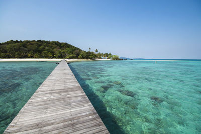 Scenic view of sea against clear sky