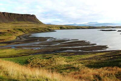 Scenic view of land against sky