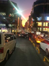 Traffic on city street at night