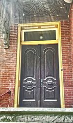 Closed door of building