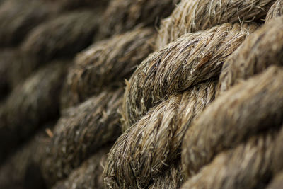 Old marine rope coiled around an object.