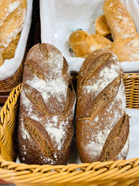 Traditional bread in baskets. food concept. copy space