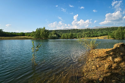 Scenic view of lake against sky