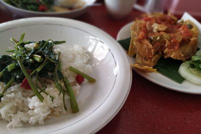 Close-up of meal served in plate