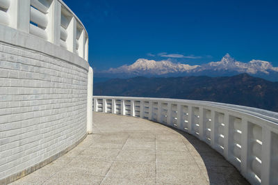 Observation point of shanti stupa temple against sky