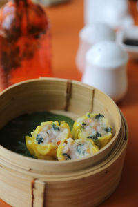 Close-up of food in bowl on table