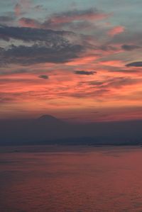 View of sea against cloudy sky during sunset