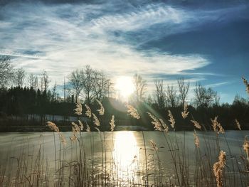 Scenic view of lake against sky