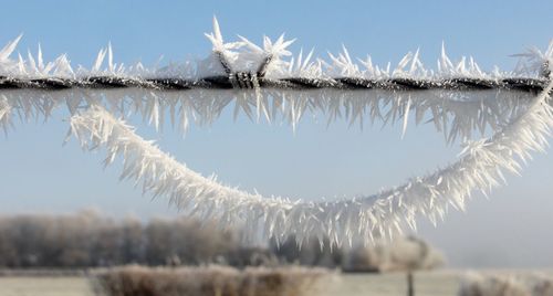 Frozen lake against sky during winter