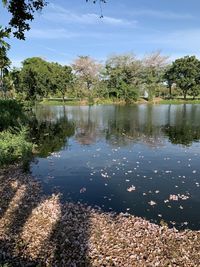 Scenic view of lake against sky