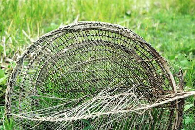 Close-up of wicker basket