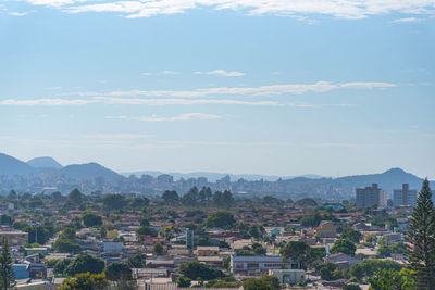 High angle view of townscape against sky