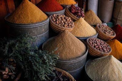 High angle view of vegetables for sale in market