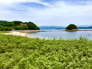 Scenic view of lake against sky