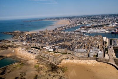 High angle view of beach against sky